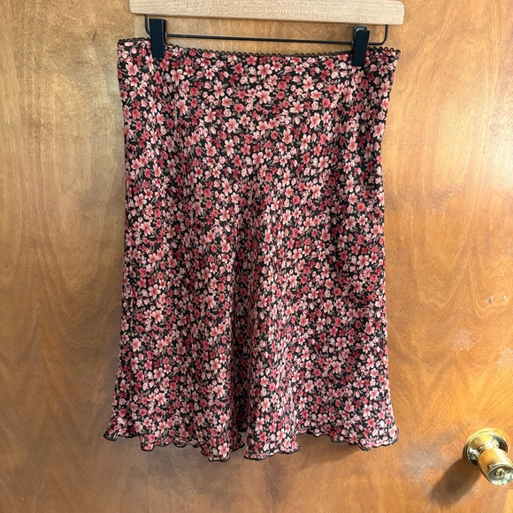 VINTAGE Old Navy Pink Floral Midi Skirt Y2K 2003 Fairy Grunge Brown Goth Preppy - Picture 1 of 13